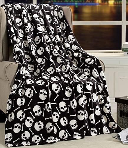 Elegant Comfort Lightweight Printed Throw Blanket- All Season, Ultra Soft, Cozy and Plush- Decorative Throw Blankets, Perfect for Lounging, 50 x 60 inches, Skull & Bones, Throw Blanket
