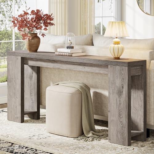 Tribesigns 70.9-Inch Extra Long Console Table, Farmhouse Wood Sofa Table Behind Couch, Narrow Entryway Accent Table for Living Room, Hallway, Entrance, Foyer, Grey