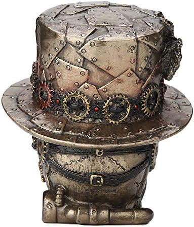 Veronese Design 4.5 Inch Steampunk Cross Bones Top Hat Motor Skull Antique Bronze Finish Sculpture Table Top Figurine