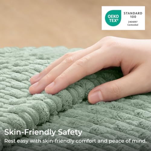 Kevin Textile Soft Corduroy 24x24 Inch Pillow Covers 2 Pack, Grey Green
