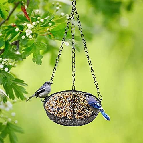 Bird Feeder, Hanging Bird Feeders for Outdoors Metal Mesh Birdfeeder Tray