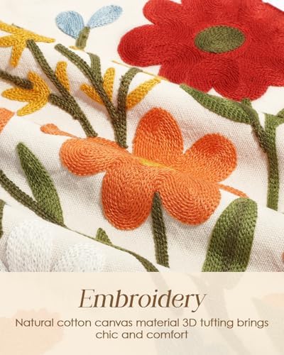 Miss Adola Embroidered Canvas Table Runner 13"x48", Wild Flower