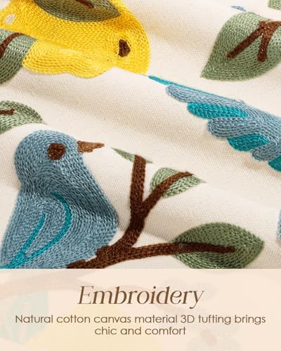 Canvas Embroidered Narrow 13"x 36" Table Runner, Lemon Bird