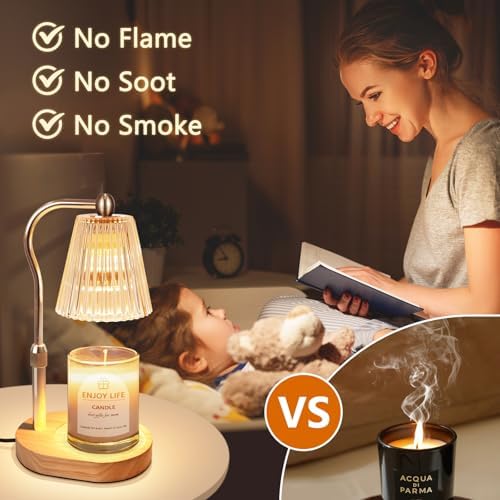 seenlast Candle Warmer Lamp, Candle Lamp Warmer with Timer Dimmer Adjustable Height, Electric Wax Warmer Vintage Home Decor,Candle Melter Light for Scented Jar Candles, Gifts for Mom (Golden)