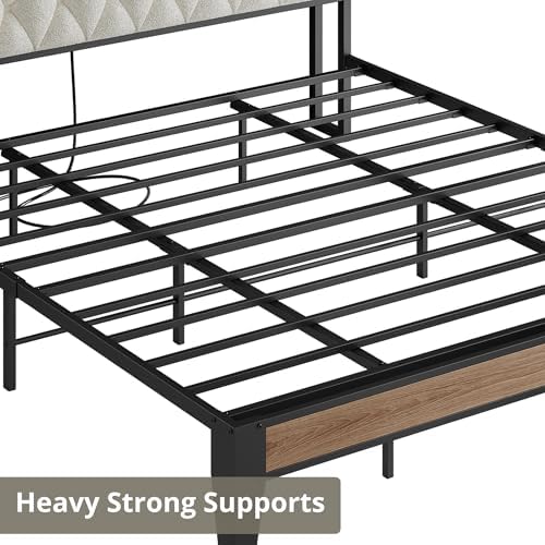 ANCTOR California King Bed Frame with Charging Storage Headboard