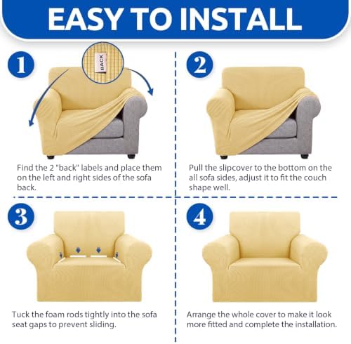 KEKUOU Stretch Chair Sofa Slipcover, Single Couch Cover,Champagne