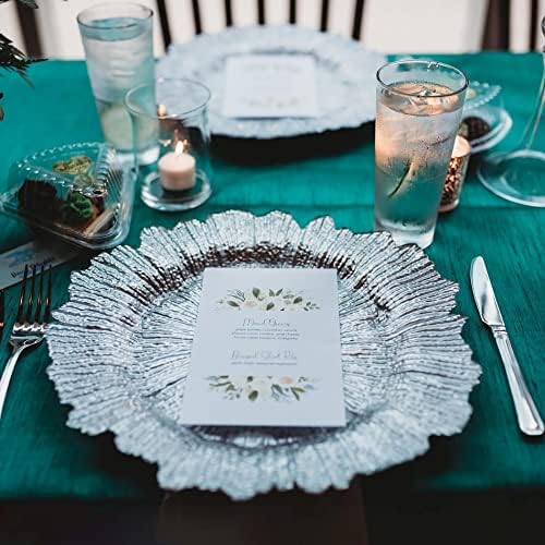 WUWEOT 12 Pack Charger Plates, 12.7" Round Plastic Reef Plate Chargers with Flora Reef Design for Wedding Dinner Party Decoration (Silver)