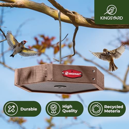 Kingsyard Hanging Platform Bird Feeder for Outdoors, Deep Tray, Brown