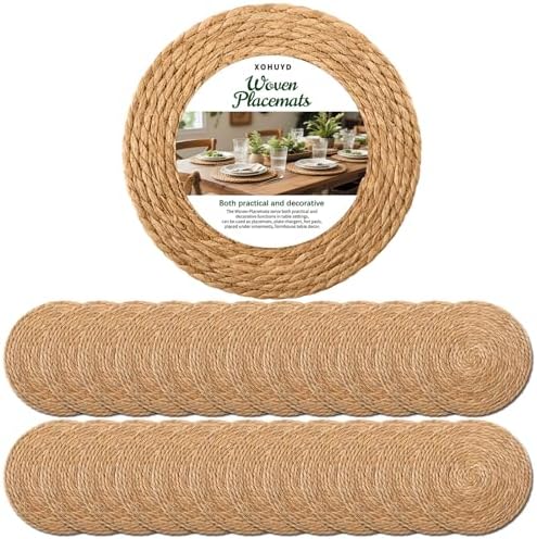 13" Round Woven Placemats Set of 24, Heat Resistant Plate Chargers
