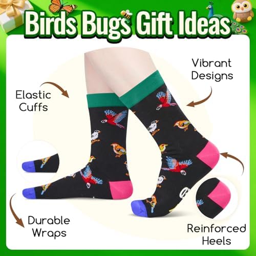 Funny Socks for Women Men - Novelty Crazy Socks Bird Butterfly Gifts, Bird Stocking