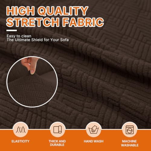 XINEAGE Stretch 2 Seater Slipcover, Non-Slip Pet Couch Cover,Dark Coffee