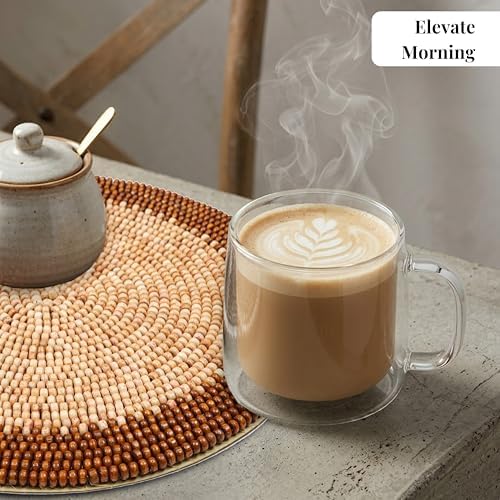 ALPHA Living HOME Woven Placemats Set of 2 Dark Brown Light Brown Mats