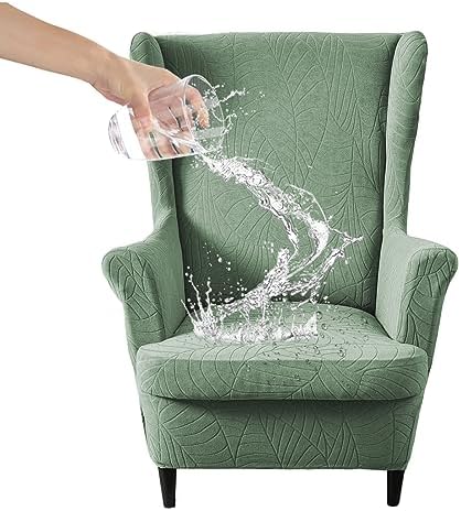 HAOYONG Waterproof Wing Chair Slipcovers Stretch Wingback Chair Covers 4 Pieces Wingback Armchair Removable Slipcover Chair Slip Covers Washable Armchair Protector Cover for Living Room and Bedroom