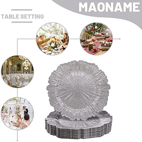 MAONAME Silver Charger Plates Set of 12, Reef Chargers for Dinner Plates
