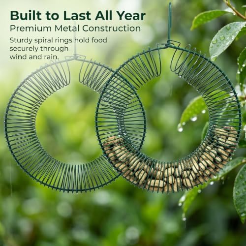 ROSSGO Pack of 2 Peanut Bird Feeder, Outdoor Peanut Wreath Bird Feeder