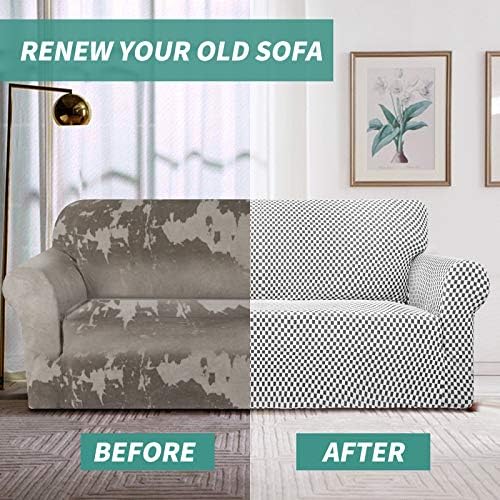 YEMYHOM Couch Cover Latest Jacquard Design High Stretch Extra Large Sofa Covers Pet Dog Cat Proof Oversized Slipcover Non Slip Magic Elastic Furniture Protector (X Large, Black and White Checkered)