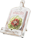 MyGift Recipe Book Holder, Whitewashed Wood Cutting Board Style Cookbook Holder, Wooden Book Stands for Display
