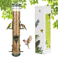 MIXXIDEA 1PK Metal Wild Bird Feeder,Squirrel Proof Bird Feeders for Outside,Hanging 6 Port Tube Bird Feeder Transparent Finch Bird Feeder for Attracting Birds in Your Lawn, Garden, Balcony-Green