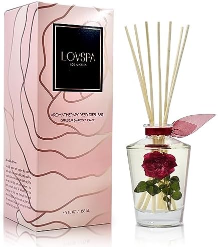 Reed Diffuser Set, PURIFY Rosewater Scented Oil Diffuser with Sticks, Home Fragrance Accessories for Bathroom Shelf Decor, Aroma Diffusers for Home or Office Desk, USA Made