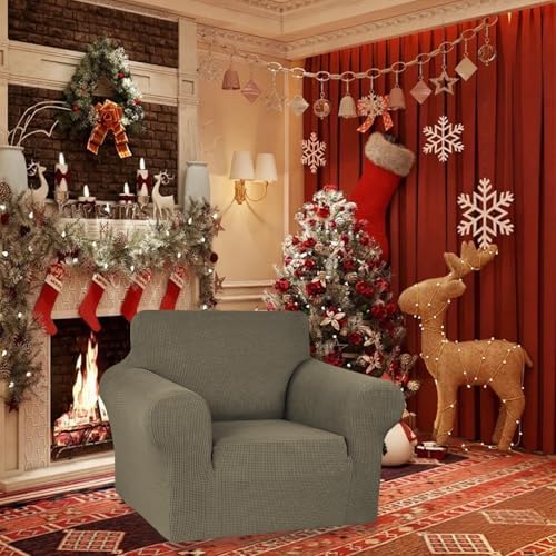KEKUOU Stretch Chair Sofa Slipcover, Single Couch Cover,Khaki