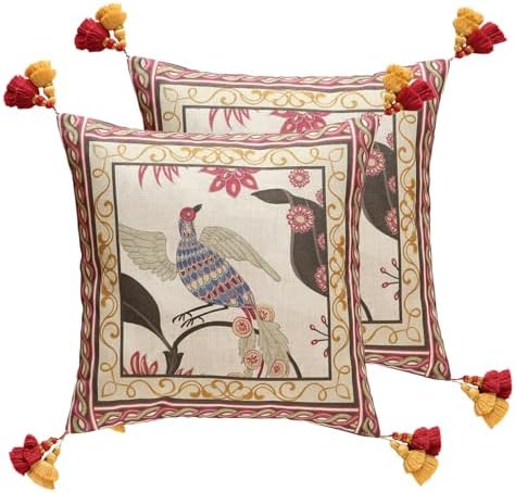 patdrea Designer Vintage French Throw Pillow Cover,18"x18",Set of 2