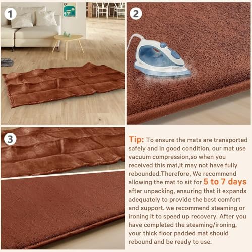 Baby Play Mat Floor,Tummy Time Area Rug 50x50 Playpen Muscle Mat Brick Red