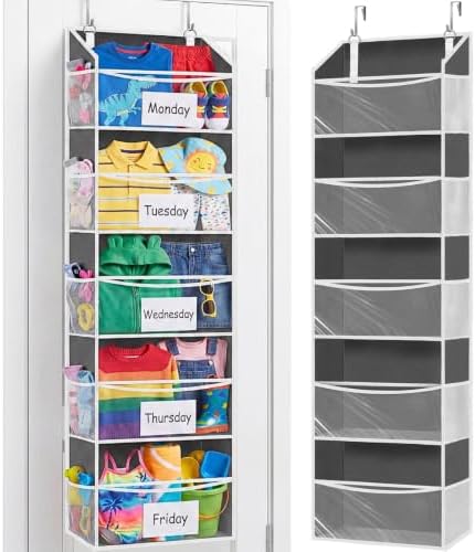 5Tiers Over Door Organizer, Weekly Clothes Organizer for Kids