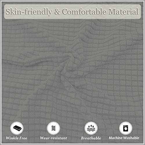 2 Piece Tub Chair Covers with Cushion Cover, Stretch Jacquard Furniture Cover,Armchair Protector Slipcover Removable Machine Washable (Light Gray)