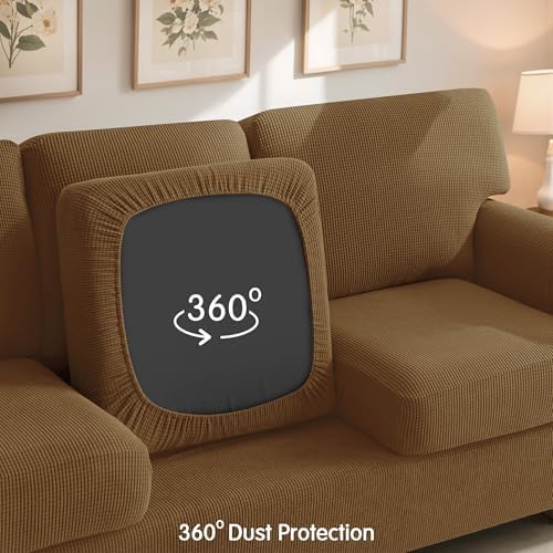 SUBRTEX 3 Pieces Stretch Sofa Slipcover Sets Couch Cover Sets Backrest Cushion Covers Furniture Protector Collection Set for Oversize Sofa Loveseat Chair Slip Covers(Small, Coffee)