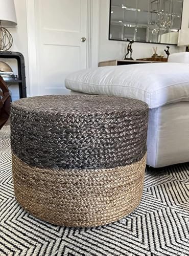 Pouf Ottoman 100% Jute Pouffe Natural Brown (20"x20"x10")