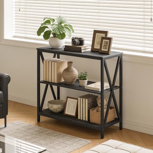 MAHANCRIS 31.5" Sofa Table, Industrial Console Table, 3-Tier Entryway Table