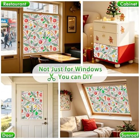 SOMWISE Rainbow Stained Glass Window Privacy Film,Heat Blocking Save Energy