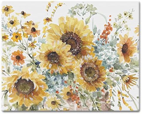 CounterArt Sunflowers Forever 3mm Tempered Glass Cutting Board 15" x 12"