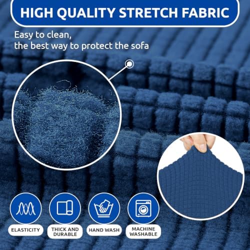 KEKUOU Stretch Chair Sofa Slipcover, Single Couch Cover,Classic Blue