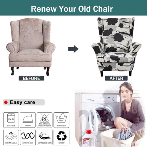 NILUOH Wingback Chair Covers 2-Piece, Armchair Slipcovers for Living Room