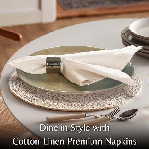 Ramanta Home Natural Linen Flax Cloth Napkins Set of 4, 18x18 Inches