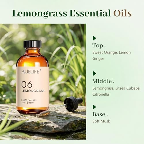 Auelife Lemongrass Essential Oils for Diffusers for Home, 4 Fl Oz