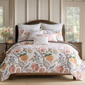 Levtex Home - Maileen Dusty Rose Quilt Set - Twin Quilt and One Standard Sham - Floral - Dusty Rose Ochre Blue Green Brown Off-White - Quilt (68x86in.) and Sham (20x26in.) - Reversible - Cotton