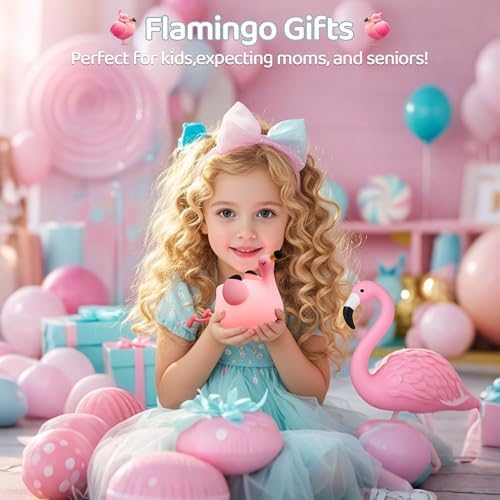 FAMIDUO Flamingo Night Light for Kids, Silicone LED Squishy Touch Lamp