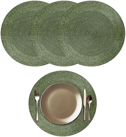 COTTON CRAFT Glitz Handmade Beaded Charger Placemats - Set of 4 - Green