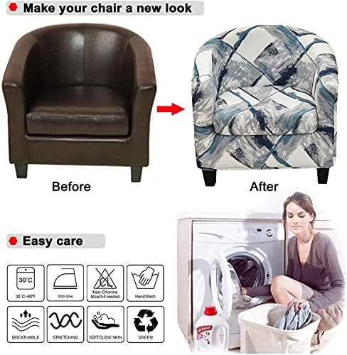 NILUOH Club Chair Slipcover 2 Piece Stretch Tub Chair Cover Round Barrel Chair Covers Non Slip Armchair Covers Couch Covers with Elastic Bottom for Bar Counter Living Room (36)