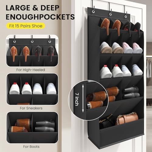 Mefirt Large Over the Door Shoe Organizer for Closet Fit 20 Pairs