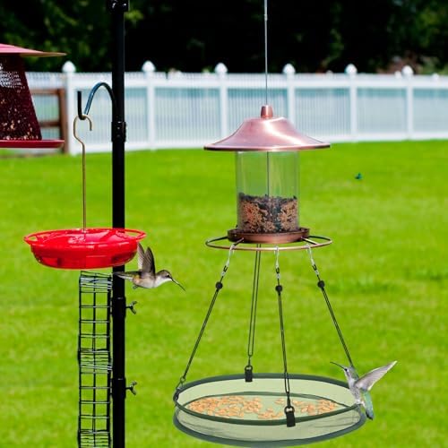 FoldTier 2 Pack 16 in Bird Feeders Seed Catcher for Outdoor, Hanging Tray