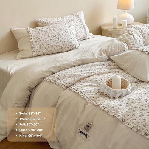 Bunny Full Size Duvet Cover with 2 Pillowcases,80"×90",Cotton Linen