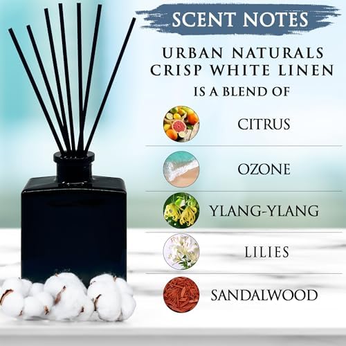 Urban Naturals Reed Diffuser Set, Crisp White Linen - Bathroom Shelf Décor