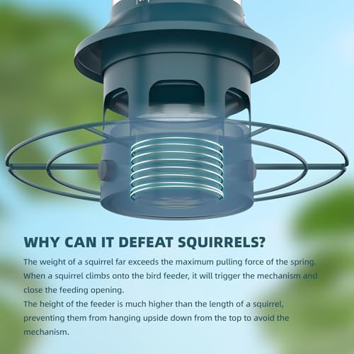 Metal Squirrel Proof Bird Feeders for Outdoors Hanging 4.0 LB Large Capacity,Easily Beat Squirrels,Easy to Clean and Fill,Waterproof,Attracting Finch,Cardinal,Chickadee and More