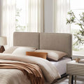 Modway Lindee Full Size Upholstered Headboard with Tan Vegan Leather - Modern Faux Leather Full Headboard with Height-Adjustable Mounting Positions - Padded Pillow Style