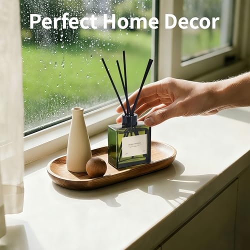 Reed Diffuser Set of 2, 4 fl oz Earthy Sandalwood & Vanilla Cream Scent Diffuser with 20 Sticks, 180 Days Long Lasting Elegant Home Fragrance for Bathroom Bedroom Decor Air Fresh