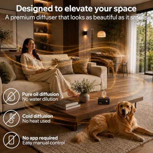 Nebulizing Waterless Essential Oil Diffuser, 700 Sq. Ft. Aromatherapy