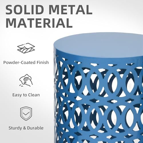 Metal Side Table Set of 3, Modern Geometric Cut-Out Design